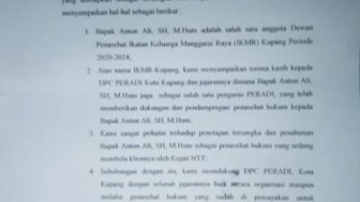 Ikatan Keluarga Manggarai Raya Dukung Langkah PERADI Kota Kupang dan Kuasa Hukum Ali Antonius, SH, MHum