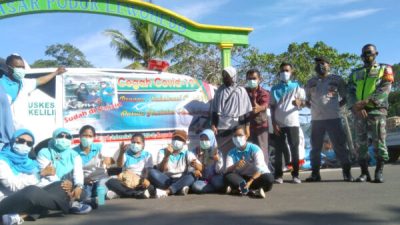 Sinergi TNI-Polri dan UPTD Puskesmas Menanga, Sosialisasi Prokes di Pasar Tradisional