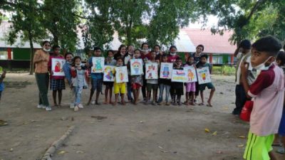 Momentum Hardiknas 2021, PGRI Flotim Buka Kelas Edukasi Di Lokasi Pengungsi Bencana Lembata