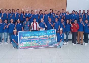 Kontingen PORSENI Guru Paud Lembata Dilepas ke Ende, Ini Pesan Bupati Kanis Tuaq